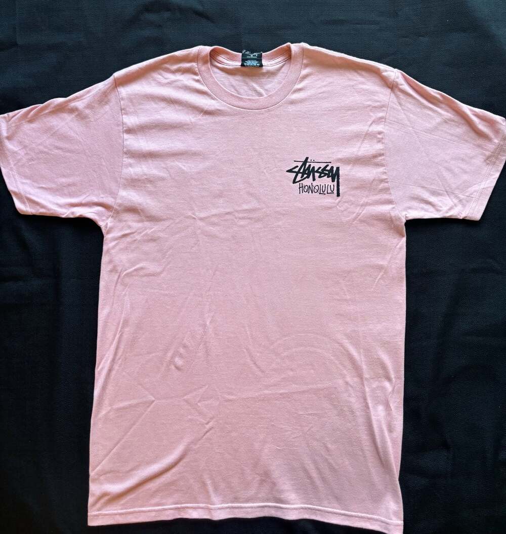 Stüssy Honolulu Stock Logo Pink Tee-M